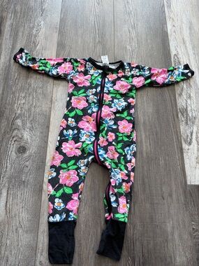 Bonds Kids Floral One-Piece Romper - Black with Pink Floral